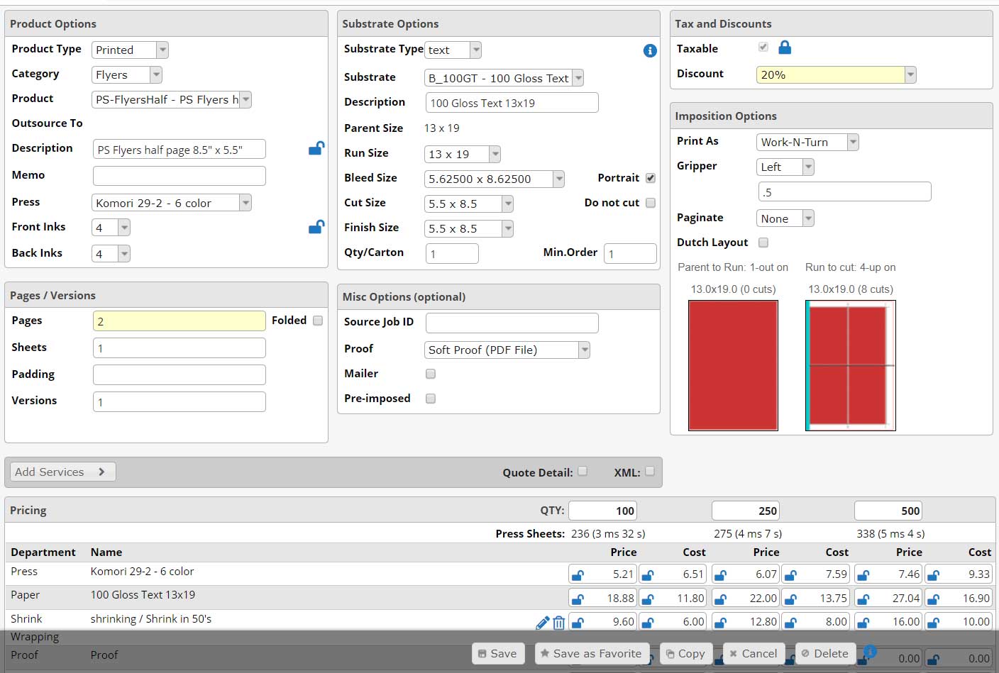 print estimating software